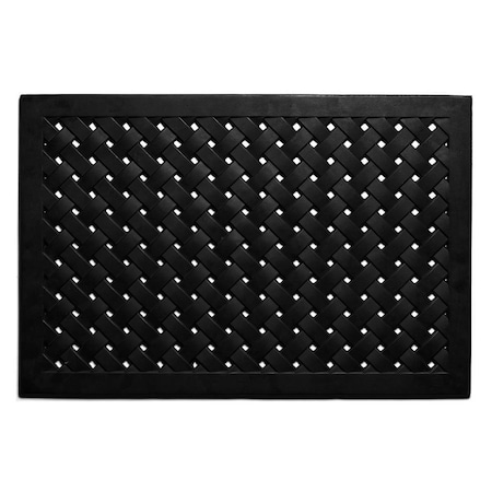 Configuracion 2 x 3 ft. Hampton Weave Rubber Rectangular Doormat, Black CO2544249